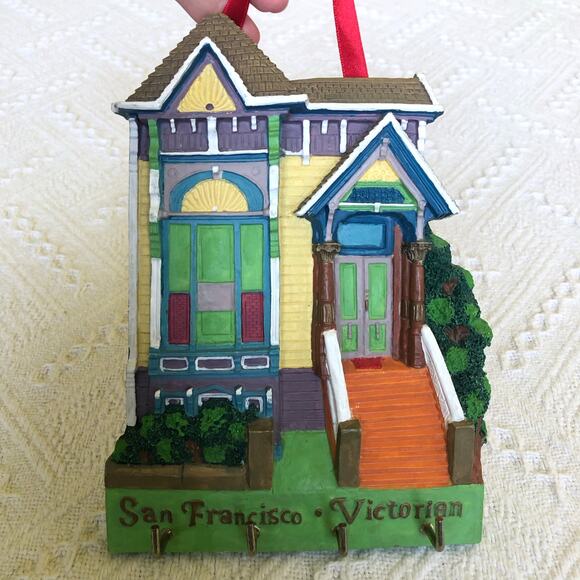 Vintage 80s 90s 3D San Francisco Victorian House Key Holder Hanger Rack Art 8x6 - Picture 1 of 7